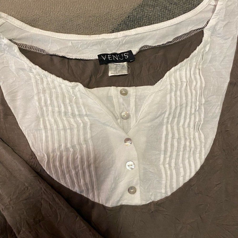 $5$ add on item- Venus crinkle cotton bib lounge dress. size medium - Picture 8 of 11